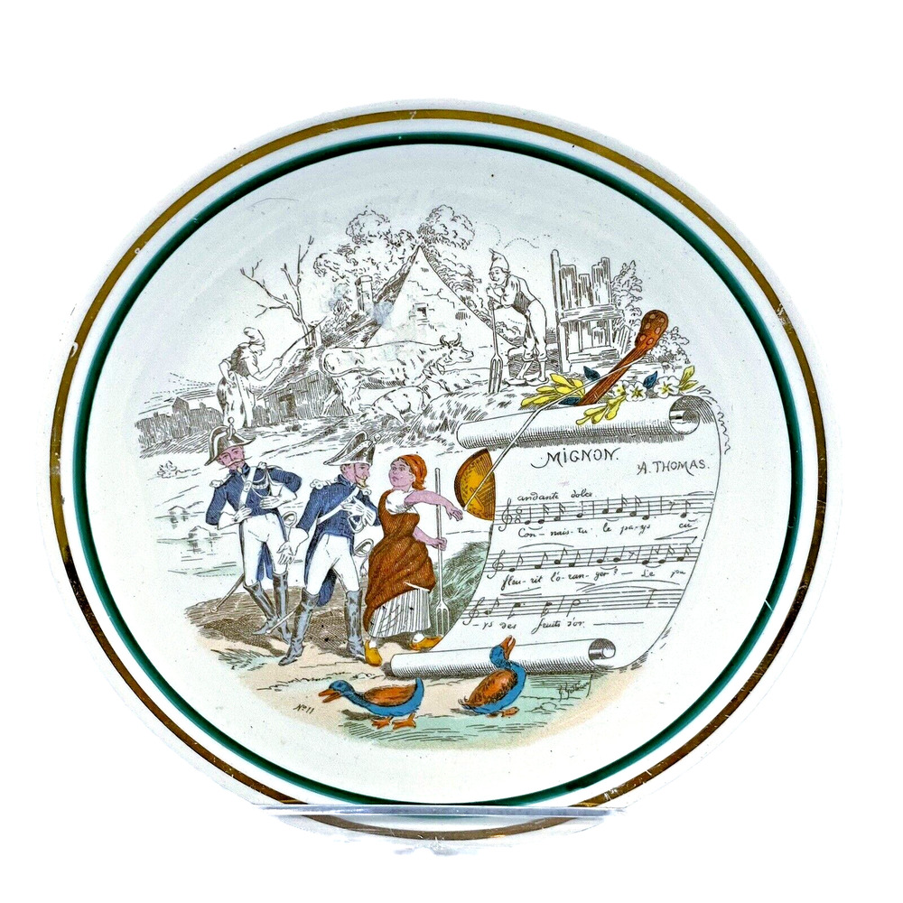 Vintage European Porcelain PV France Plate No 11 Mignon Color Transferware Decor
